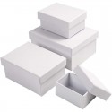 Set 4 cutii Papier Mache ALB  26417