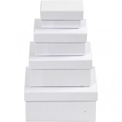 Set 4 cutii Papier Mache ALB  26417