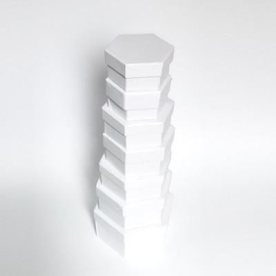 Set 7 cutii carton hexagonale Papier Mache ALB  26417 2