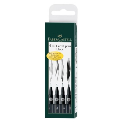 Set 4 linere Negre Pitt Artist - Faber Castell