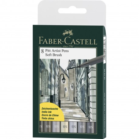 Set 6 linere Pitt Artist - Varf pensula moale - Faber Castell