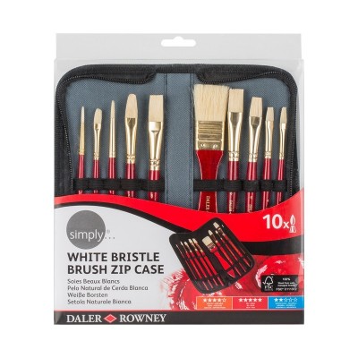 Set 10 pensule sintetice cu penar - Acril