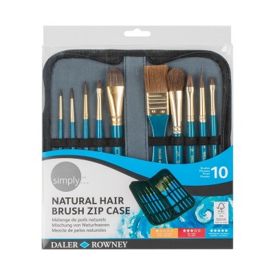 Set 10 pensule sintetice cu penar - Acril