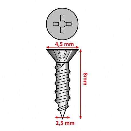 Surub negru 2,5 x 8 mm 100g