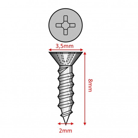 Surub auriu 2x8 mm