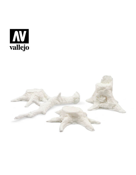 Set 4 cioturi copac cu radacina 1/35