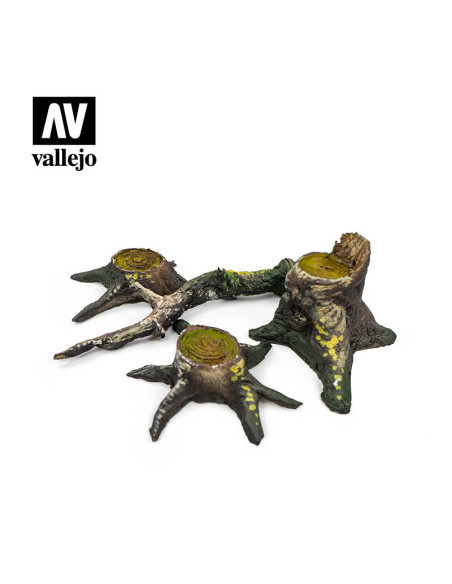 Set 4 cioturi copac cu radacina 1/35