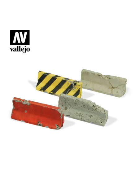 Set 4 bariere de ciment distruse 1/35