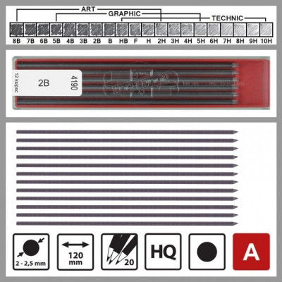 Set 12 mine pentru creion mecanic 3.2mm 2B