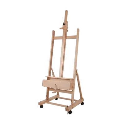 Studio easel with wheels and crank