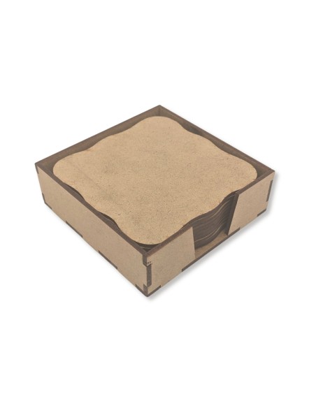 Set suport pahare lemn decupat 10buc