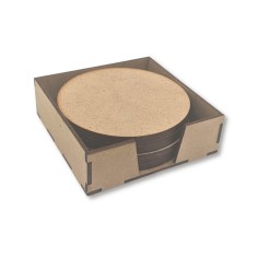 Set suport pahare lemn rotund 10buc