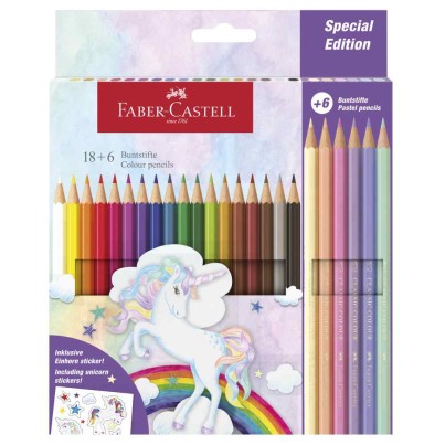Set creioane colorate 18+6 culori Unicorni Faber Castell