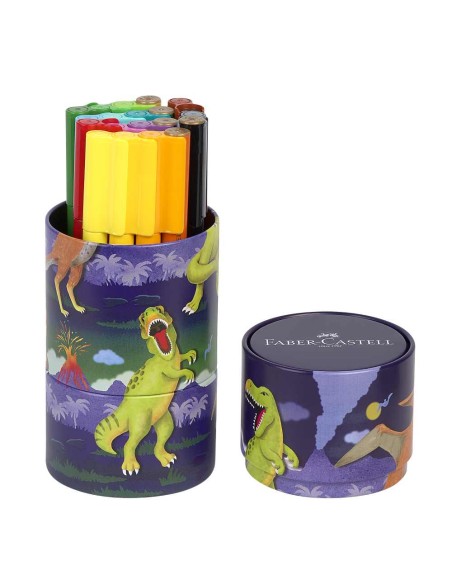 Faber-Castell 155546 Set de carioci Connector Dino, 20 în Cutie Metalică