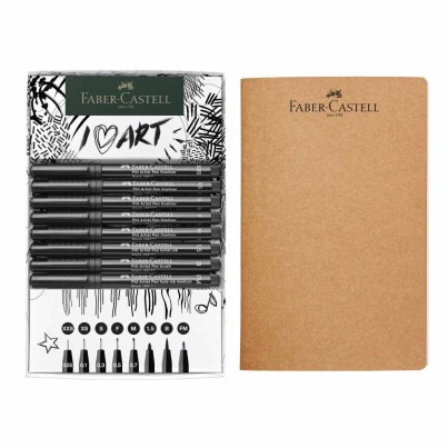 Set Pitt Artist Pen Sketching 8 buc. + Sketchbook Faber Castell
