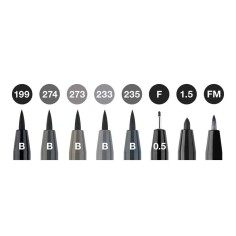 Set Pitt Artist Pen 8 buc. negru & gri Faber Castell 2