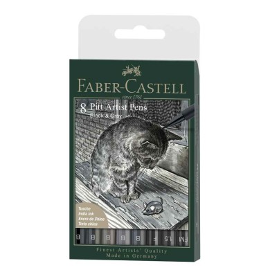 Set Pitt Artist Pen 8 buc. negru & gri Faber Castell