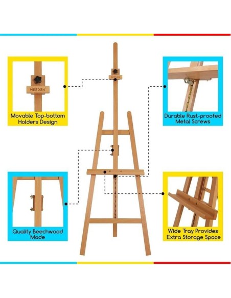 Șevalet atelier Lyra Meeden – fag masiv, reglabil, pentru pânze mari