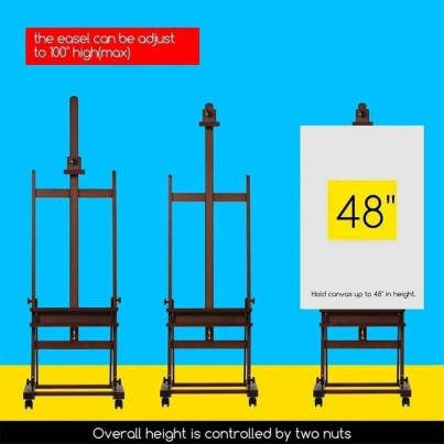 Studio easel with wheels and crank