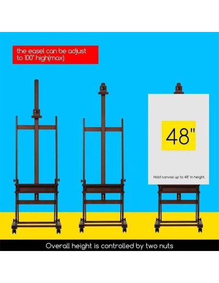 Șevalet profesional de atelier Meeden W02 – fag masiv, reglabil, pentru pânze mari