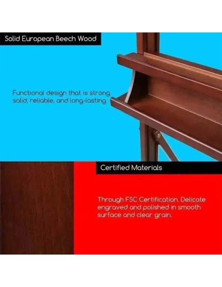 Șevalet profesional de atelier Meeden W02 – fag masiv, reglabil, pentru pânze mari