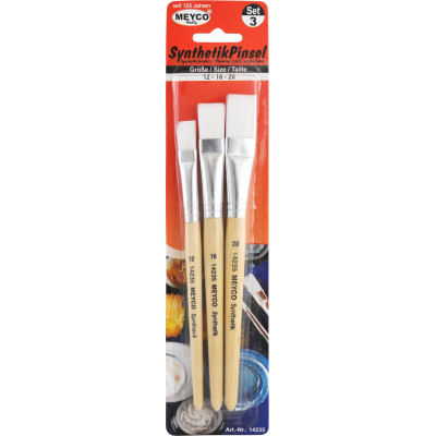 Meyco flat tip synthetic brushes - Set of 3