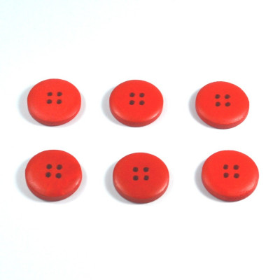 Set 6 nasturi lemn Mari 56684 - Rosu 2