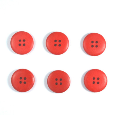 Set 6 nasturi lemn Mari 56684 - Rosu